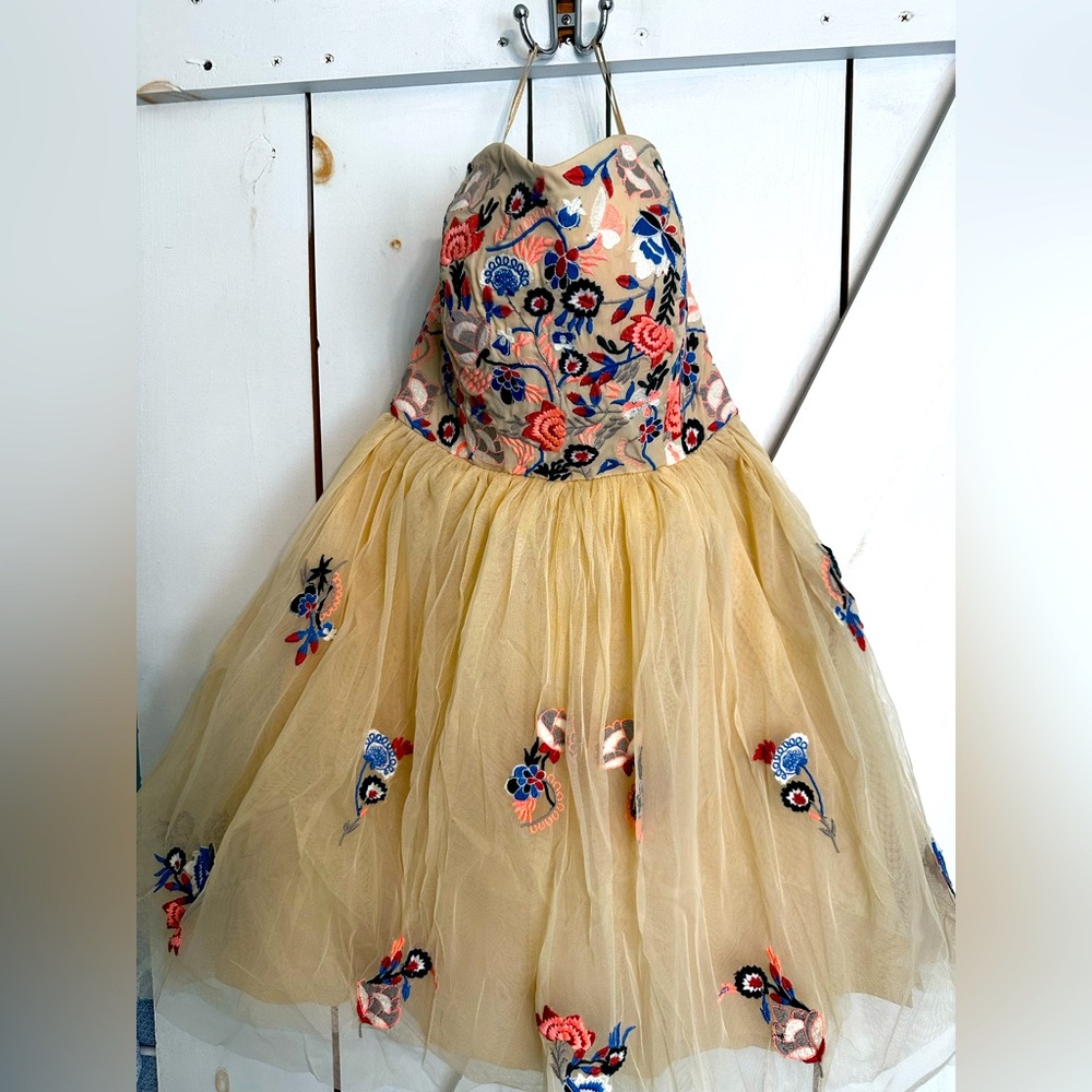 Modcloth Strapless Dress with Floral Embroidery